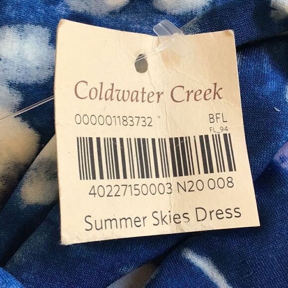 Coldwater Creek Summer Skies Floral Blue and White A Line Dress - Picture 15 of 15